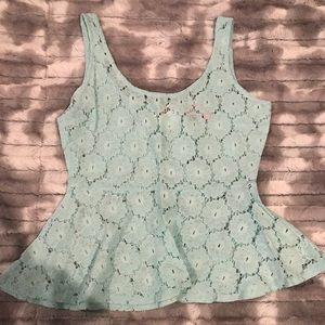 NWT Beautiful Turquoise Eyelet Tank